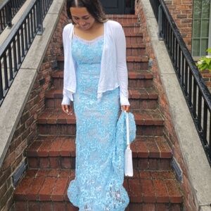 baby blue prom dress